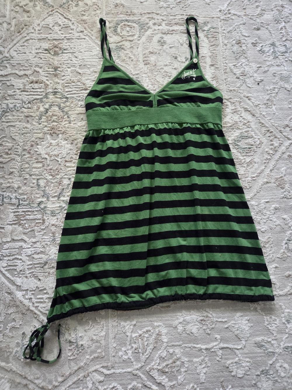 Striped Green & Black Adjustable-Spaghetti Top